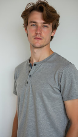 Confident young man in casual attireの素材