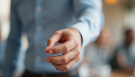 Outstretched hand inviting collaborationの素材