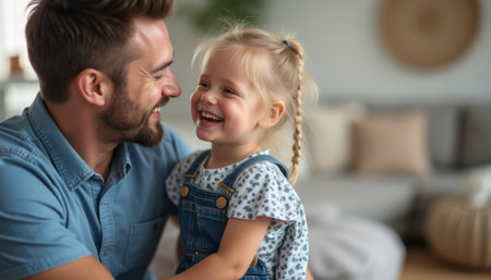 Joyful father and daughter sharing a heartfelt momentの素材