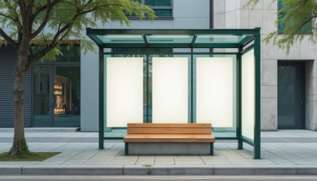 Modern bus stop with empty panelsの素材