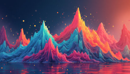 Stunning abstract mountain landscape in vibrant colorsの素材