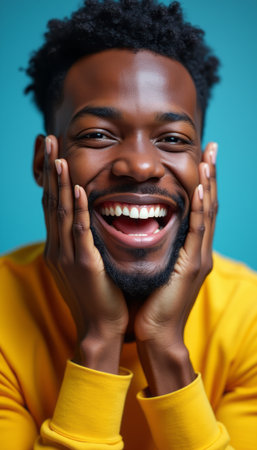 Joyful man with a radiant smileの素材