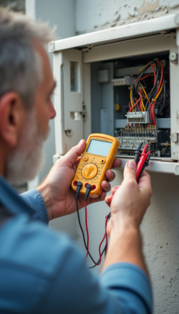 Electrician testing circuit with multimeterの素材