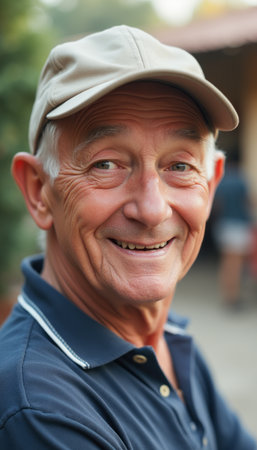 Cheerful elderly man smiling warmlyの素材