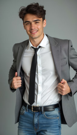 Confident young man in a stylish suitの素材