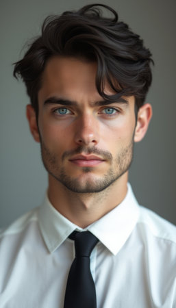 Confident young man in a formal shirt and tieの素材