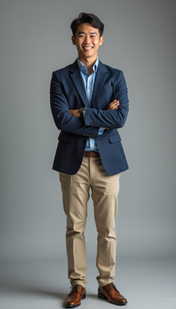 Confident young man in a stylish suitの素材