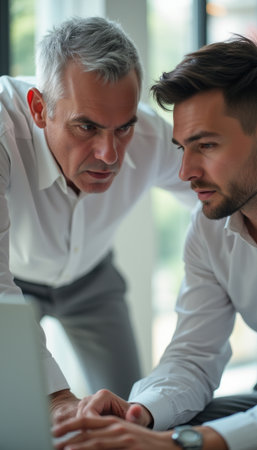 Intense business discussion between two professionalsの素材