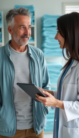 Doctor consulting with a senior patientの素材