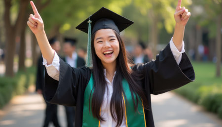 Joyful graduate celebrating achievementの素材