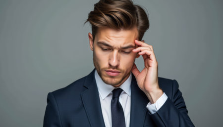 Thoughtful businessman in a suitの素材