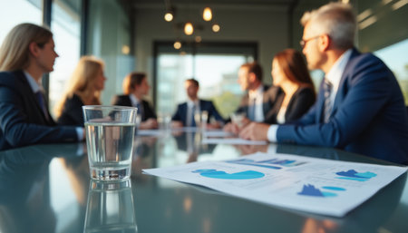 Business meeting in a modern conference roomの素材