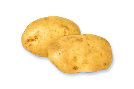 Young potato isolated on white backgroundの写真素材