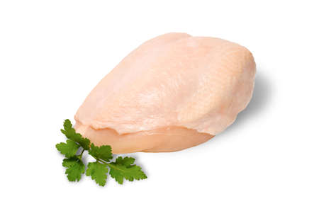 Chicken Breast with Parsley isolated on a White Backgroundの写真素材