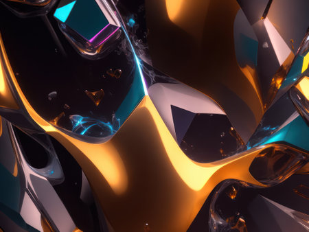 Abstract waves background. Holographic twisted wave in motion. Black and golden colored gradient design elements with copy spaceHigh quality photoの素材