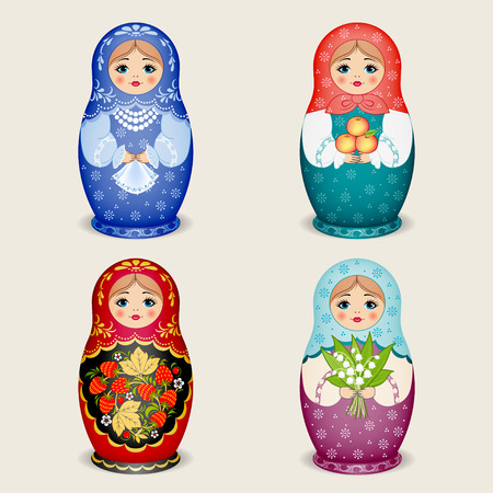 Russian dolls - matryoshka. Vector illustrationのイラスト素材
