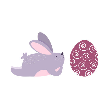 Cute cartoon bunny. Easter greetings with rabbit. Vector illustrationのイラスト素材