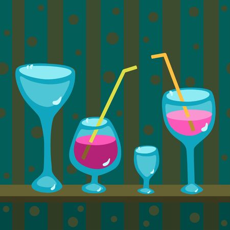 Still life with cocktails - vector background illustrationのイラスト素材