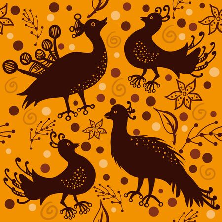 floral seamless pattern with birdsのイラスト素材
