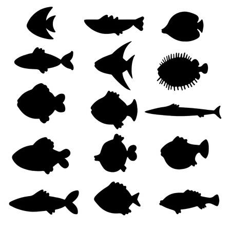 Vector silhouettes fish setのイラスト素材