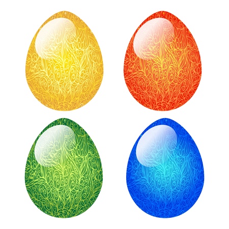 Isolated ornamental colored Easter eggs-vectorのイラスト素材