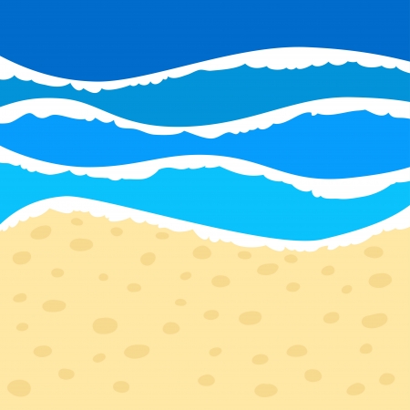 Background with blue waves and yellow sand-vector illustrationのイラスト素材