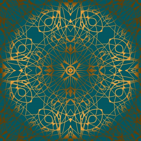 Green and gold oriental ornamental seamless pattern - vectorのイラスト素材