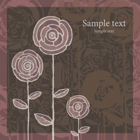 Pink gray abstract background with roses and text field-vectorのイラスト素材