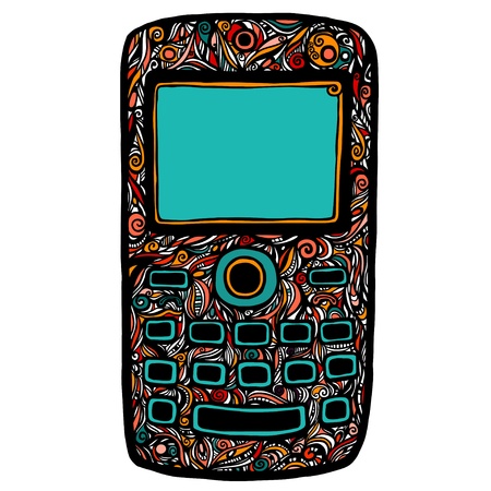 Decorative mobile cell phone with pattern and color forms, the icon-vectorのイラスト素材