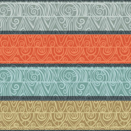 Abstract geometric seamless pattern with colored stripes and lace- vectorのイラスト素材
