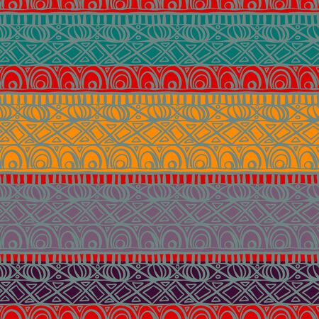 Abstract geometric seamless pattern with colored stripes and lace- vector