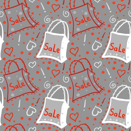 Seamless pattern with bags on grey background のイラスト素材