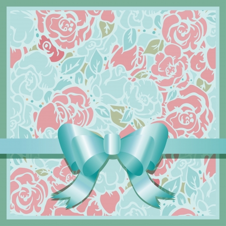 Holiday background with colorful roses and blue ribbon のイラスト素材