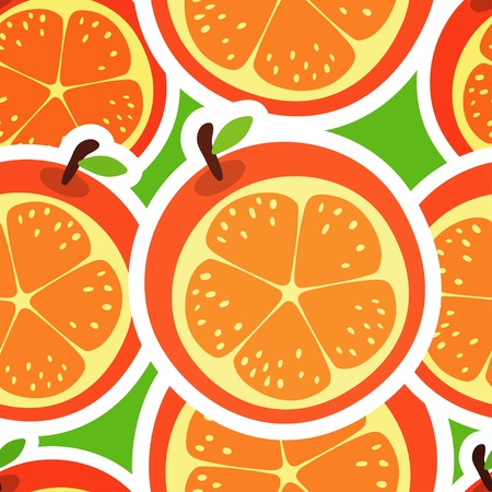 Orange abstract seamless pattern with fruitsのイラスト素材
