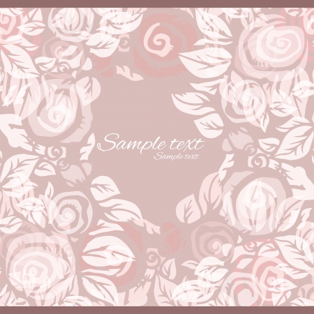 Wedding abstract pink background with roses and text field のイラスト素材