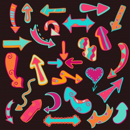 Funny colored arrows on dark backgroundのイラスト素材