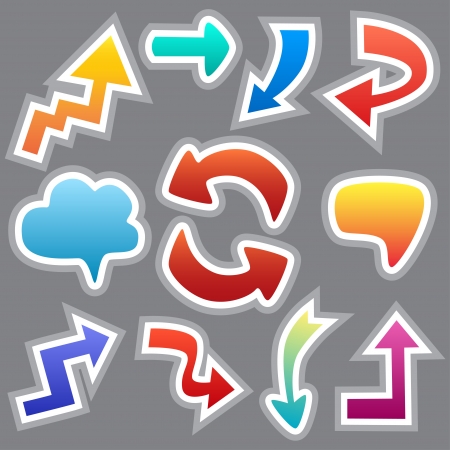 Set icons colored arrows stickers のイラスト素材