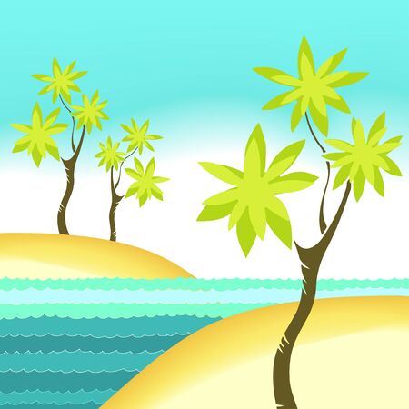 Sea beach landscape with palms - vectorのイラスト素材