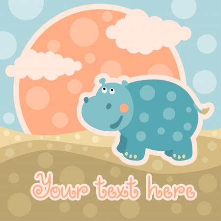 Baby shower card with hippopotamus and space for text - vectorのイラスト素材