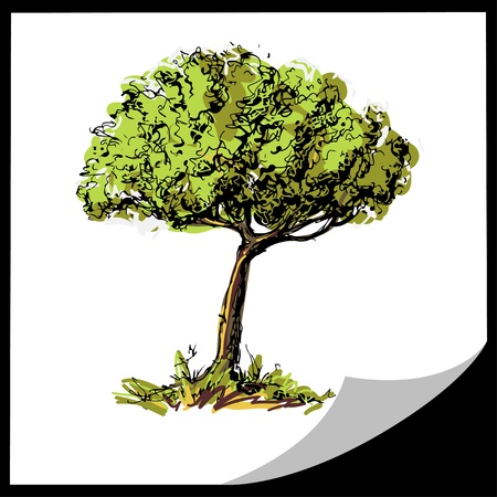 Cards with tree and space for text - vectorのイラスト素材