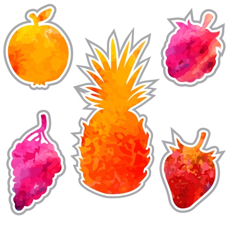 Set icon watercolor fruits - vectorのイラスト素材