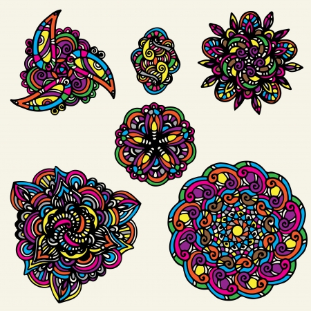 Set colorful floral tattoo のイラスト素材