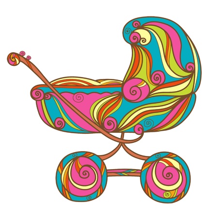 Colorful icon baby strollerのイラスト素材