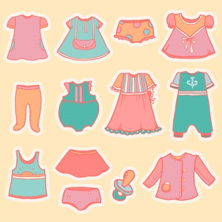 Set of vintage childrenのイラスト素材