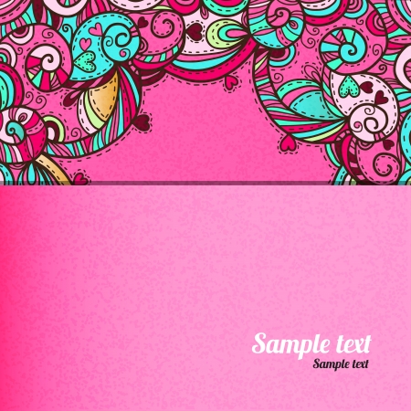 Pink abstract background with hearts and space for text - vectorのイラスト素材