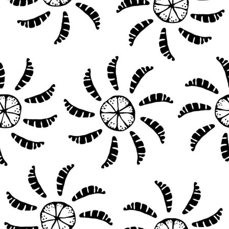 Monochrome seamless pattern with oranges - vectorのイラスト素材