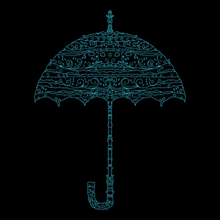 Icon umbrella with a pattern on the marine theme のイラスト素材