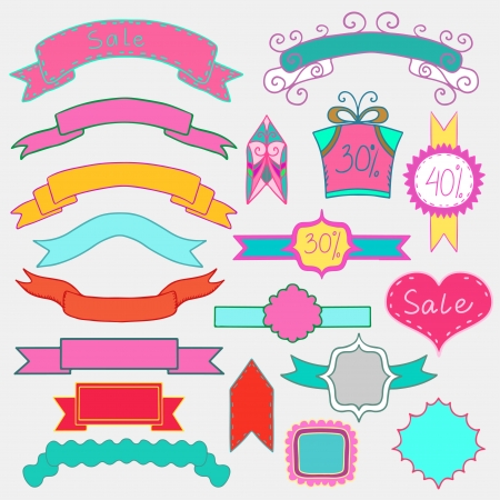 Set of colorful banners and framesのイラスト素材