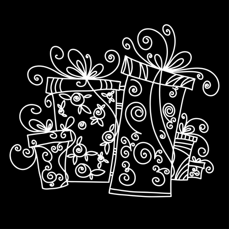 Set of gift boxes isolated silhouette のイラスト素材