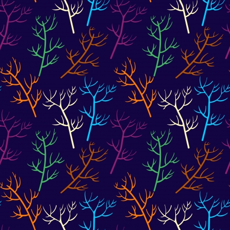 Seamless color pattern with silhouettes of trees - vectorのイラスト素材